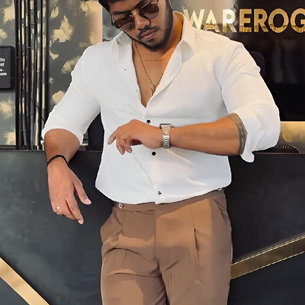 Glossy leaf pattern textured shirt