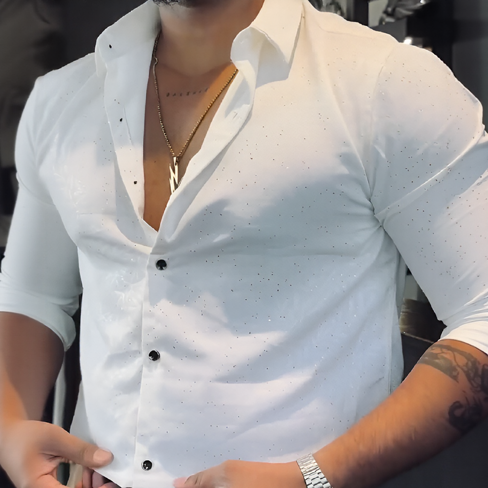 Glossy leaf pattern textured shirt