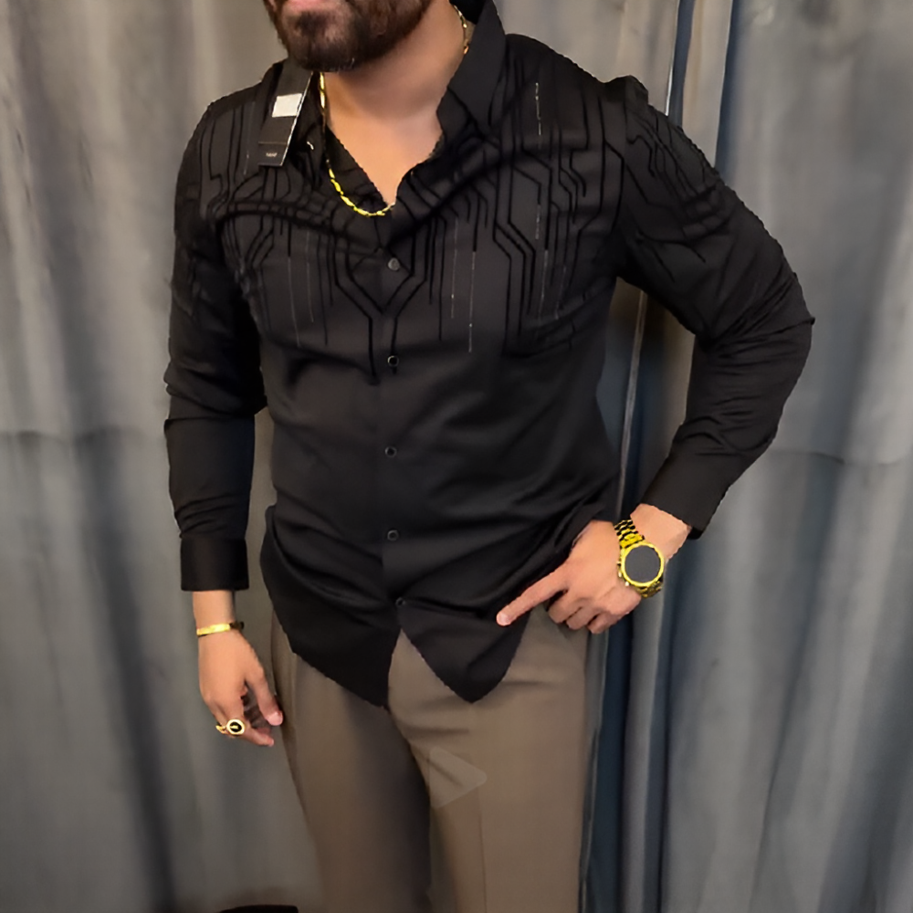 Geometric vertical stripe shirt