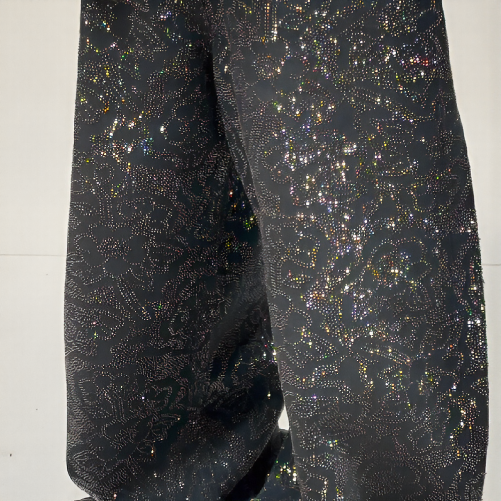 Gorgeous rhinestone floral textured jeans