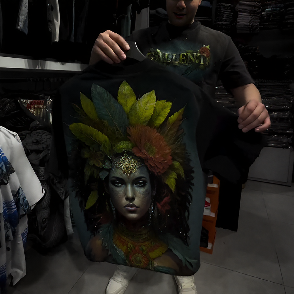 Gallent Print Rhinestone T-shirt