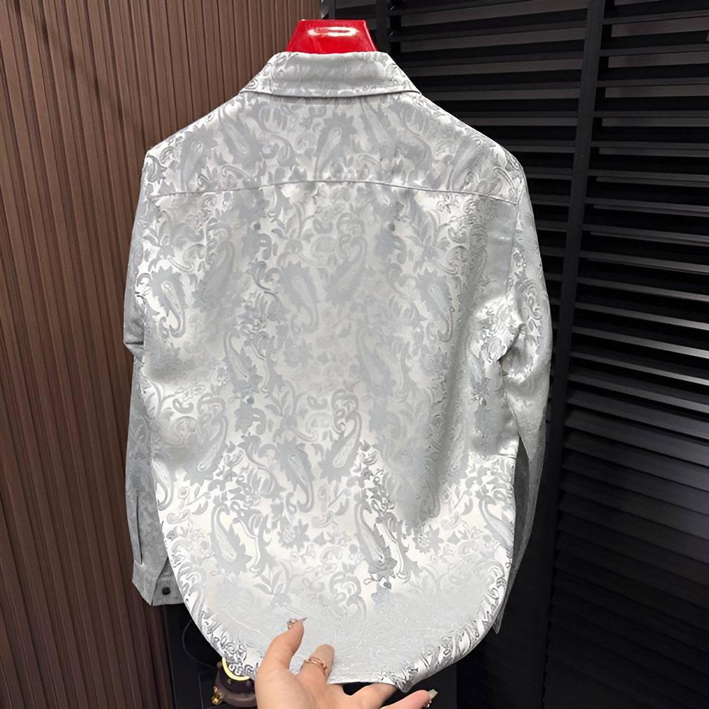 Silver-textured vintage-style shirt