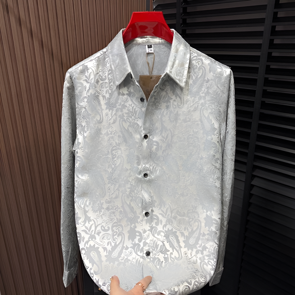 Silver-textured vintage-style shirt