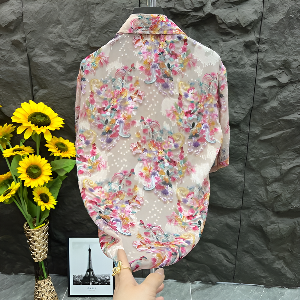 Ornate floral semi-transparent breathable shirt