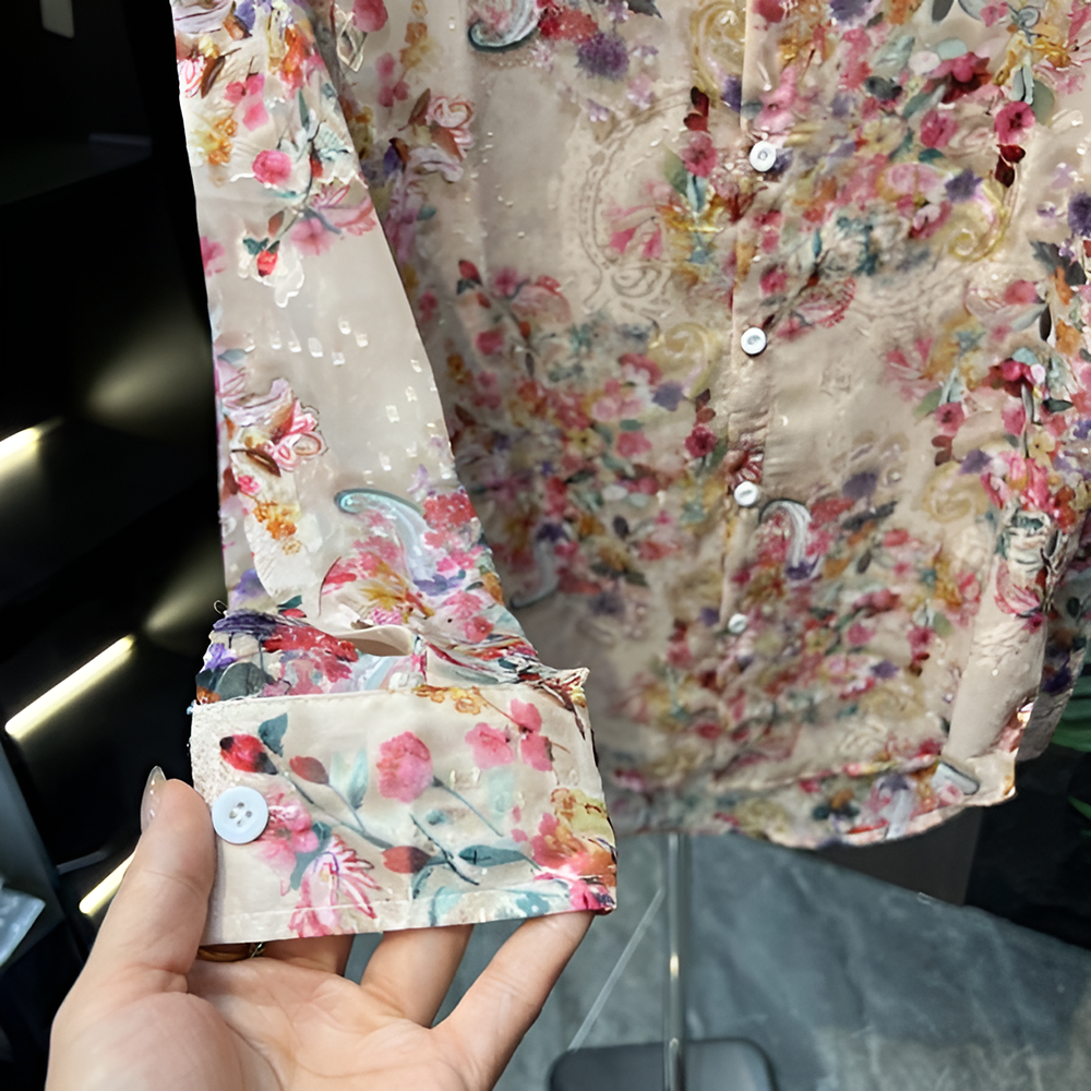 Ornate floral semi-transparent breathable shirt