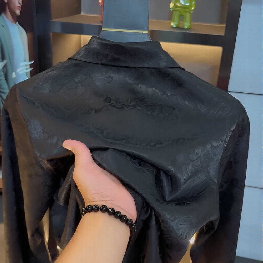 Textured subtly patterned silky acetate shirt