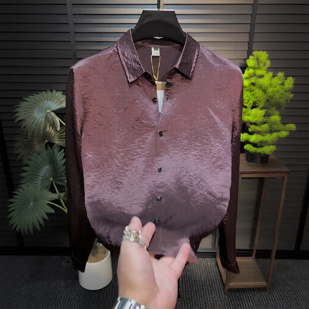 Pleated crisp silky ultra-thin shirt