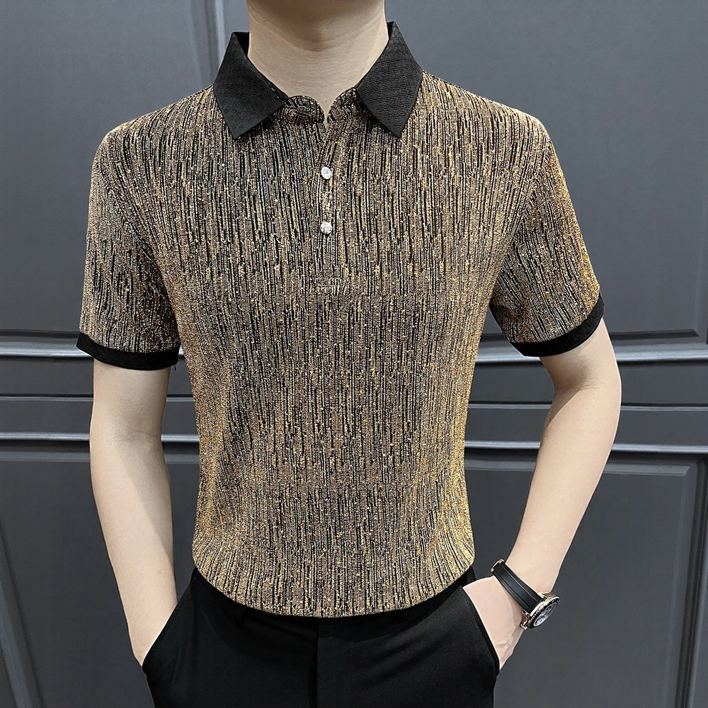 Bright silk blended stretchy and comfortable polo