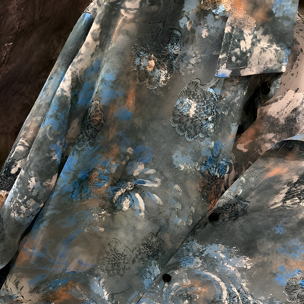 Blue graffiti floral shirt