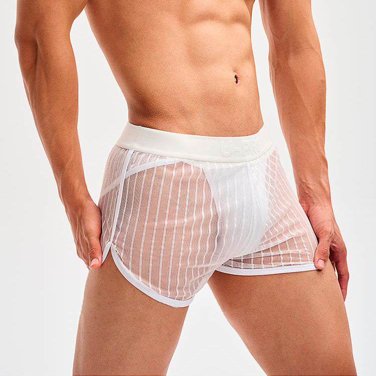 Striped mesh breathable arrow pants