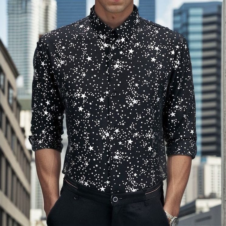 Starlight Print Ice Silk Shirt