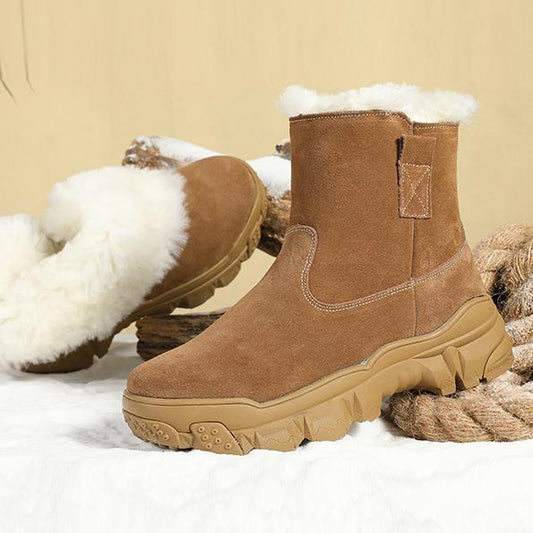 Wool Warm Leather Snow Boots