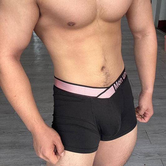 Cross Elastic Wide Waistband Boxer Briefs-Pink Series