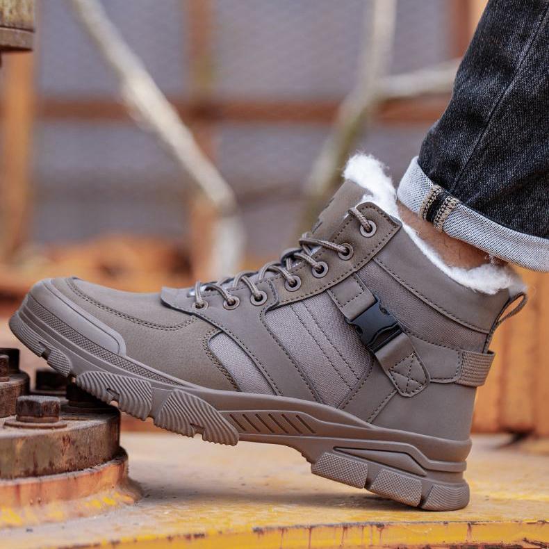 Steel toe plus velvet trendy outdoor sports shoes