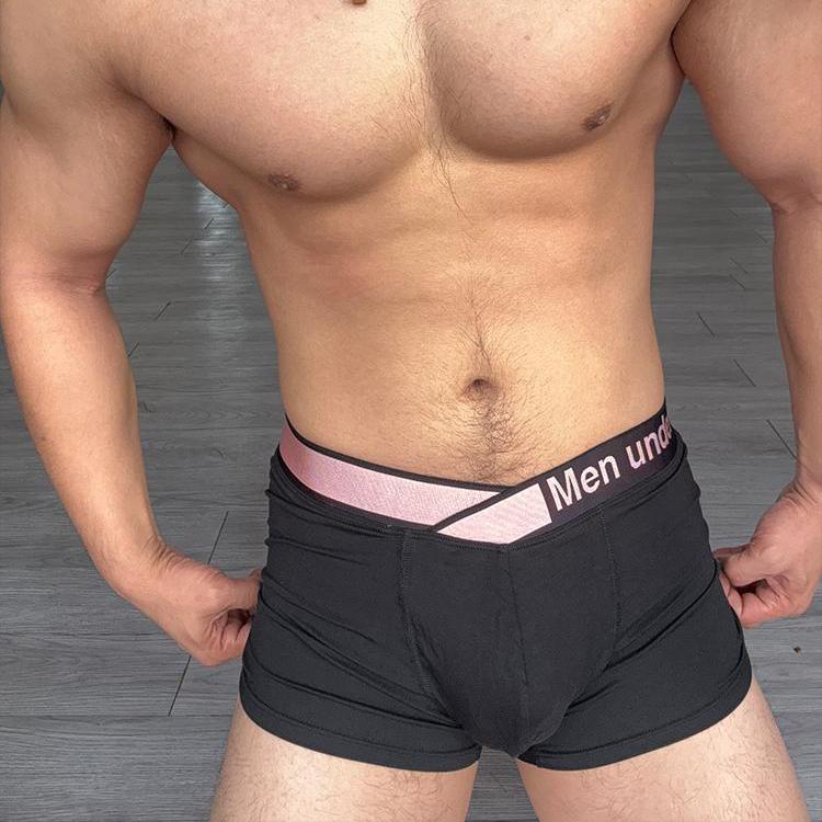 Cross Elastic Wide Waistband Boxer Briefs-Pink Series