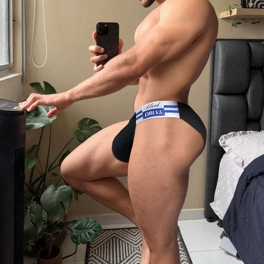 Blue striped belt sexy briefs