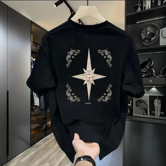 Four-pointed star printed T-shirt