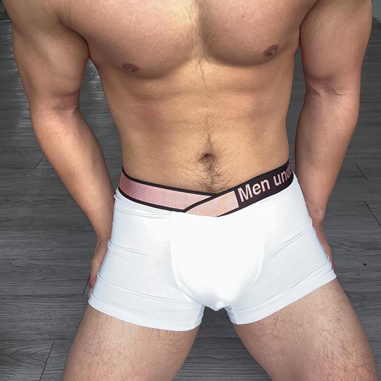 Cross Elastic Wide Waistband Boxer Briefs-Pink Series