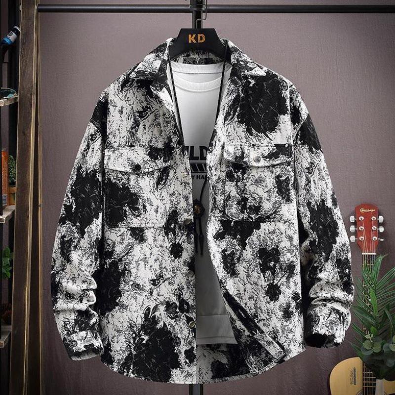 Black and white tie-dye work jacket