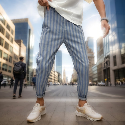 Vertical striped casual trousers