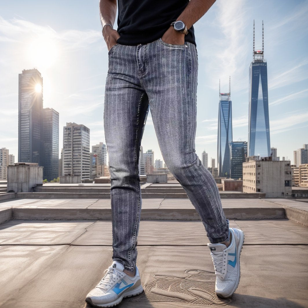 Striped slim-fit jeans