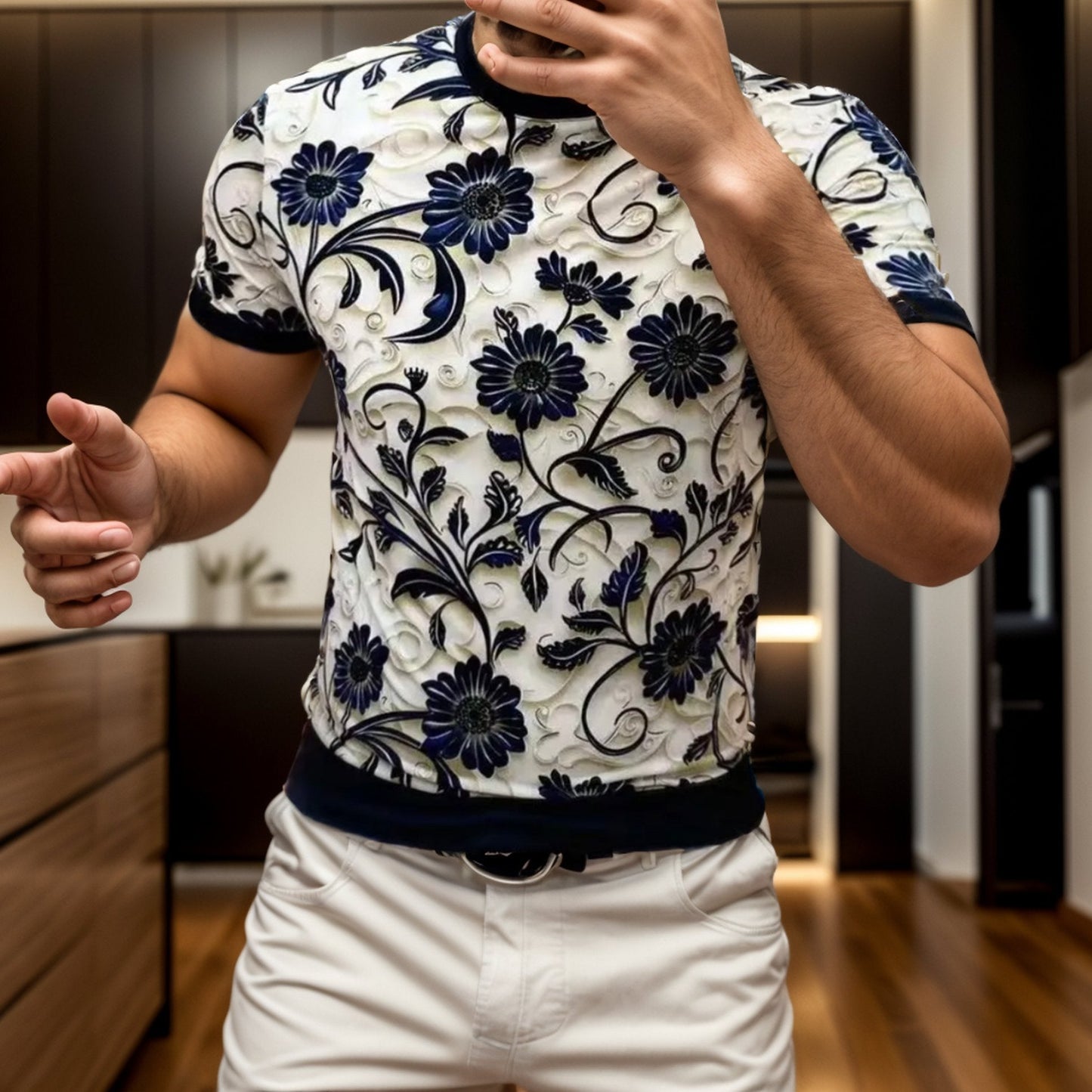 Embossed style floral T-shirt