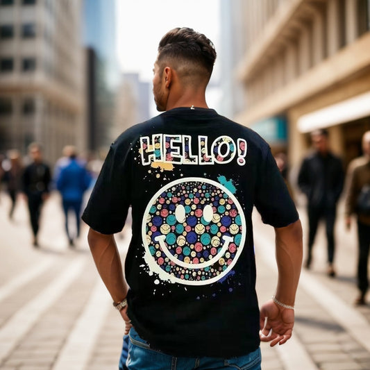 HELLO smiley print T-shirt