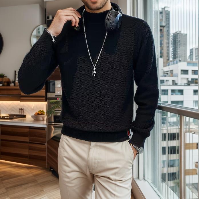 Half turtleneck solid color sweater