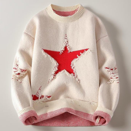 Round neck five-pointed star sweater