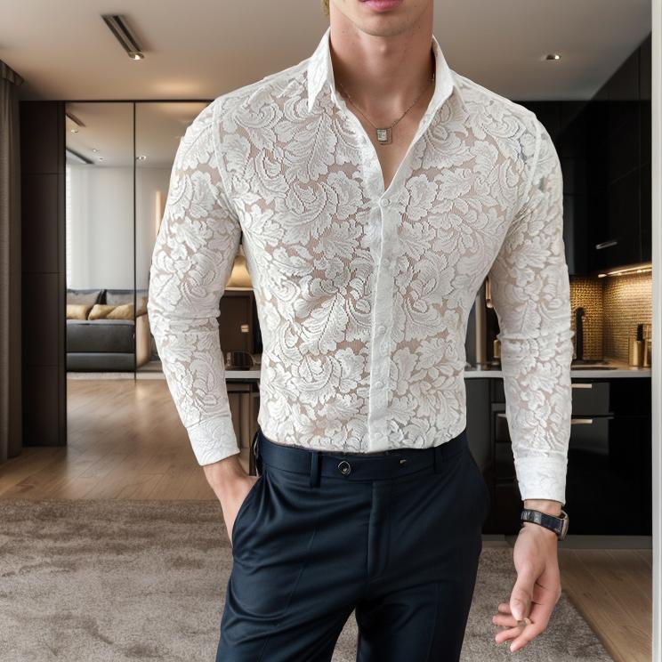 Lace Hollow Sexy Slim Fit Shirt