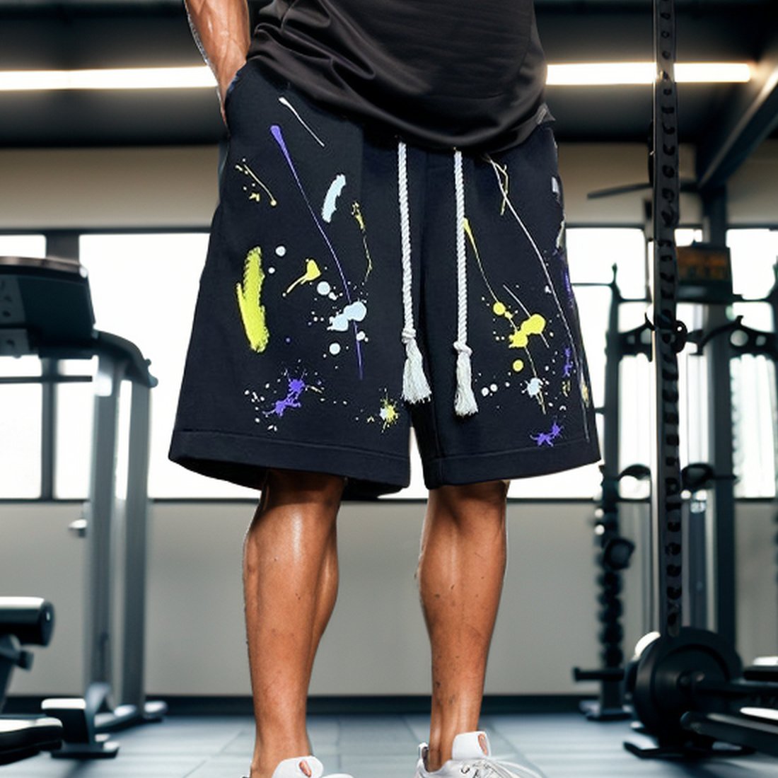 Ink dot graffiti sports shorts