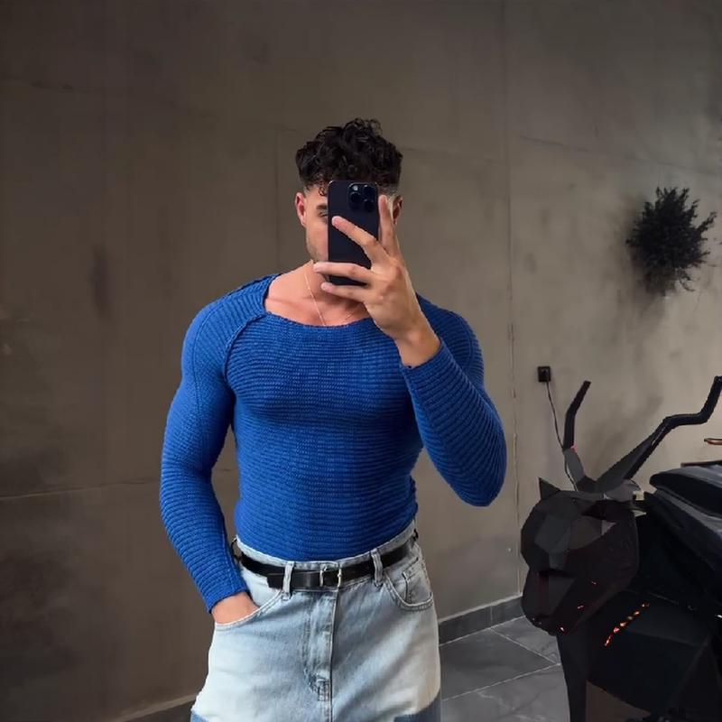 Slim Fit Elastic Sexy Wide Neck Sweater