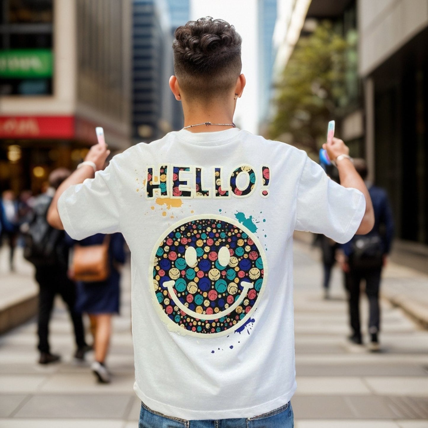 HELLO smiley print T-shirt