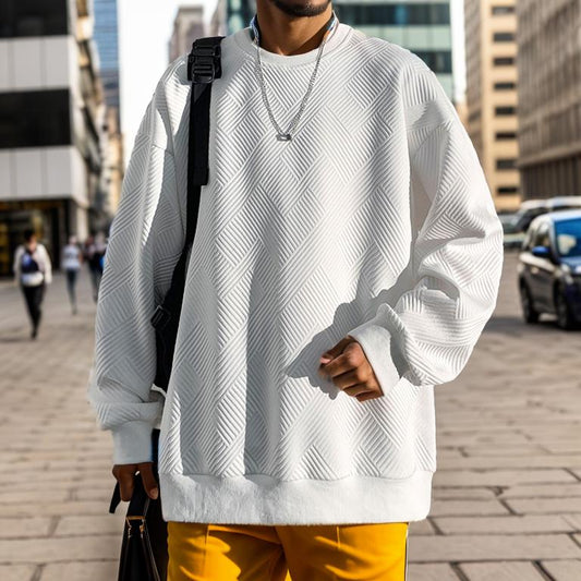 Simple white wall embossed sweater