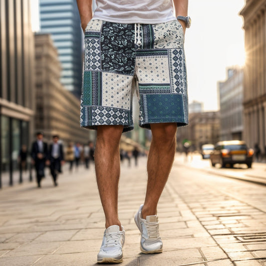 Vintage printed casual shorts