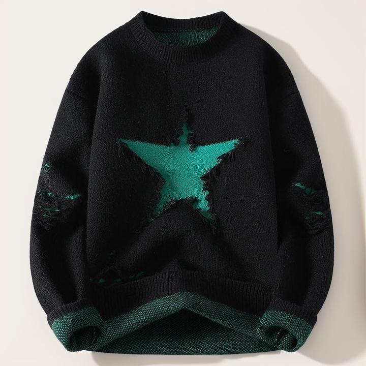 Round neck five-pointed star sweater