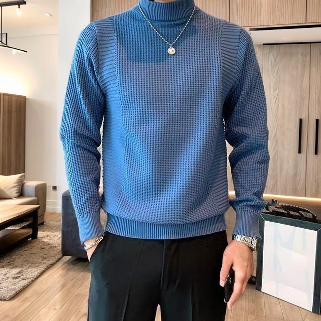 Elastic Slim Fit Solid Color Knit Sweater