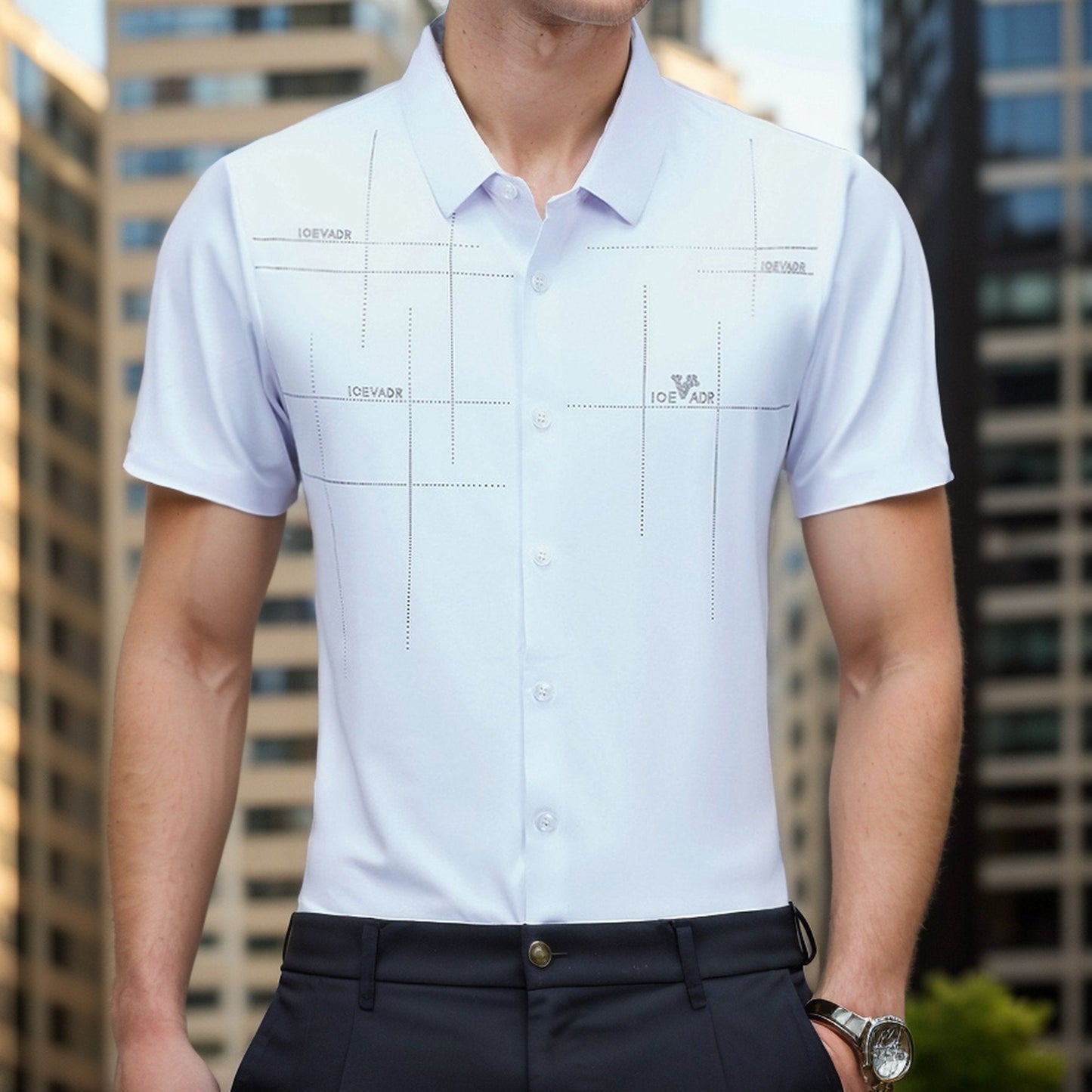 Textured no-iron business short-sleeved shirt