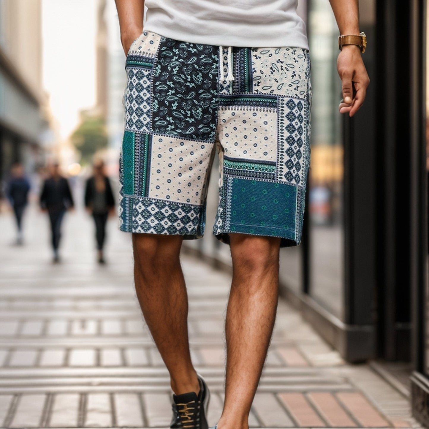 Vintage printed casual shorts