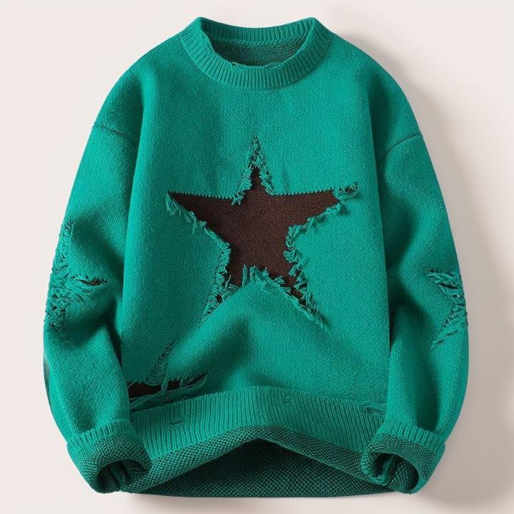 Round neck five-pointed star sweater