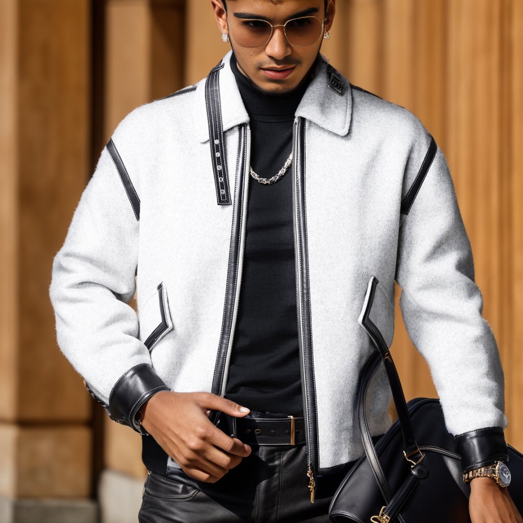 Leather-trimmed lapel cashmere-blend jacket