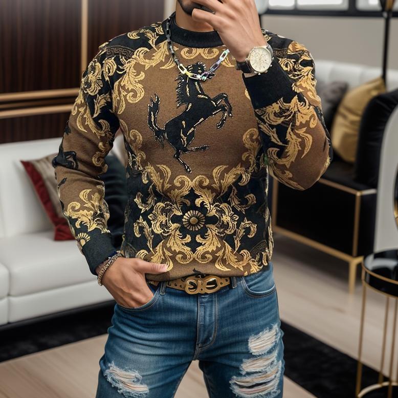 Rhinestone Horse Thin Sweater