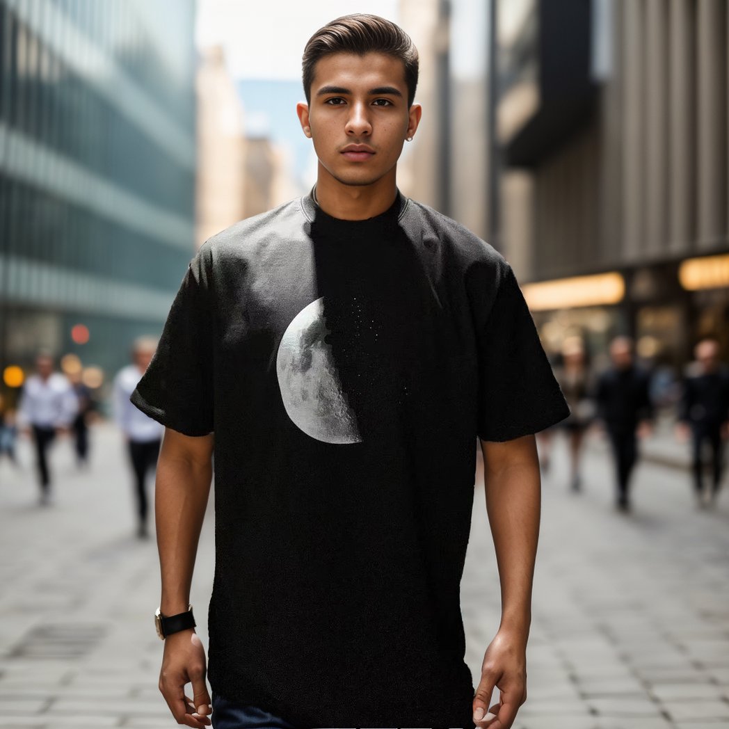 Rhinestone Moon Print T-shirt