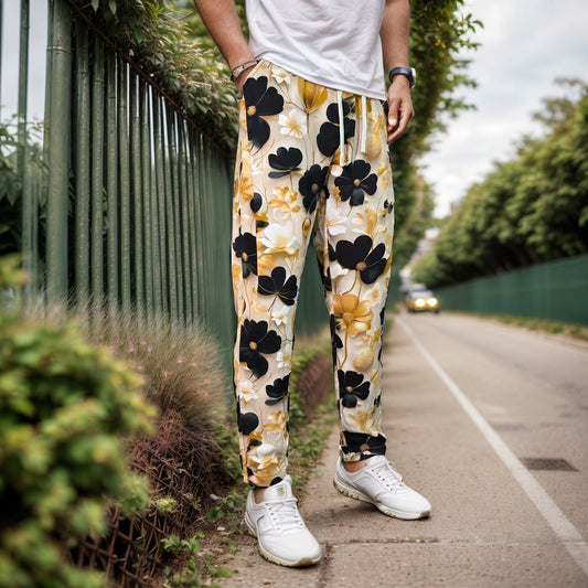 Embossed floral lightweight track pants