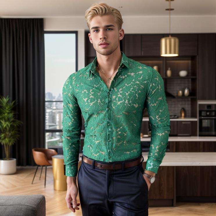 Lace Hollow Sexy Slim Fit Shirt