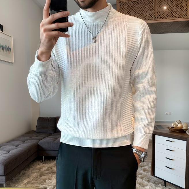 Elastic Slim Fit Solid Color Knit Sweater