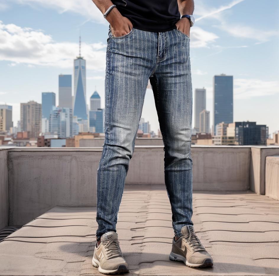 Striped slim-fit jeans