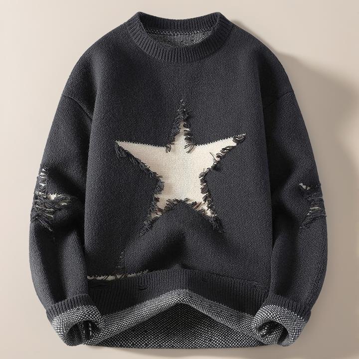 Round neck five-pointed star sweater