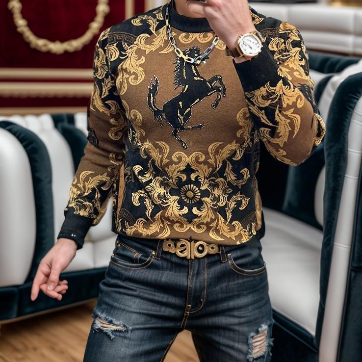 Rhinestone Horse Thin Sweater